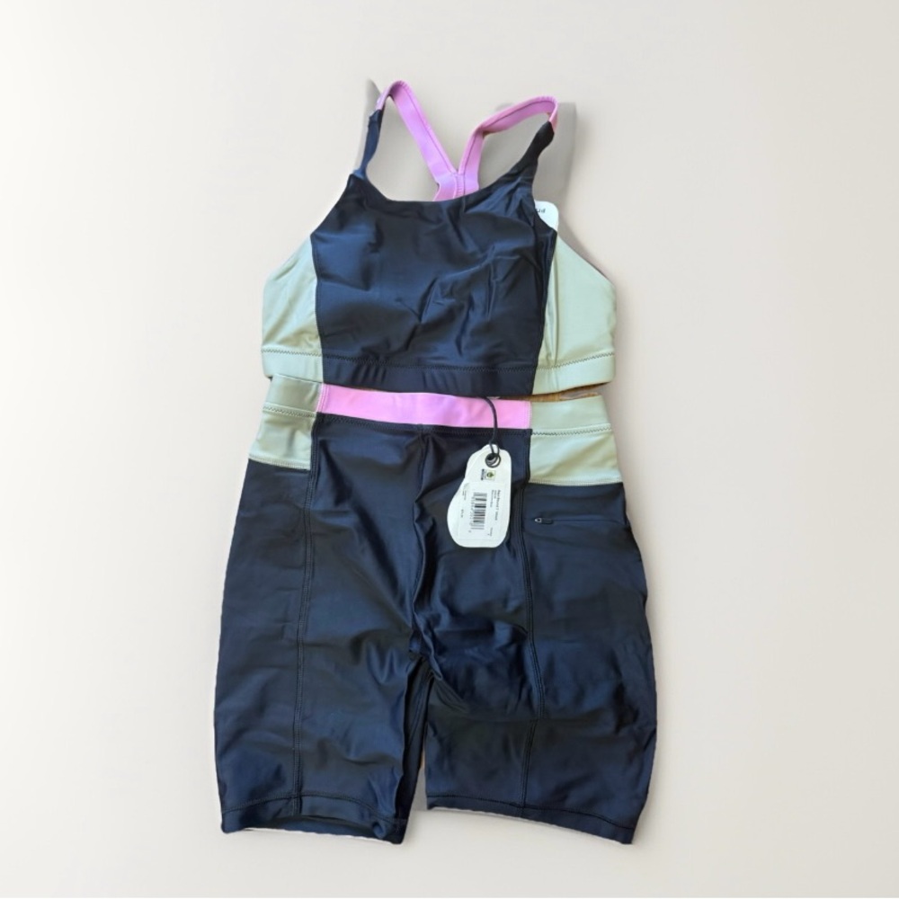 Baha Bound Swimsuit Top & 7” Shorts Size XS/S Black Colorblock NWT Athleisure - Picture 4 of 12